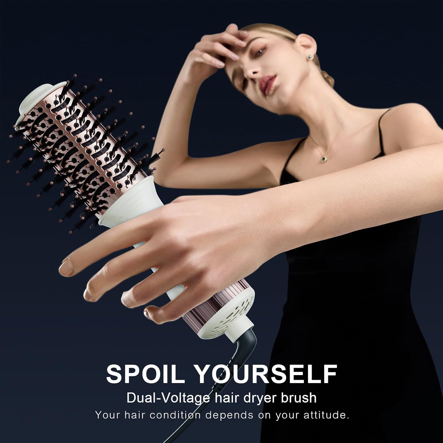 Thumbnail 2 de Travel Dual Voltage Hair Dryer Brush 4-in-1 Portable Mini Hot Air Styler (110/240V US/EU/UK Plug)
