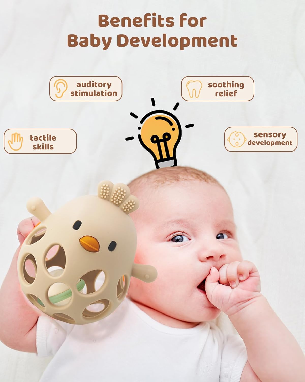 Thumbnail 3 de ChooKaChoo 2-in-1 Baby Teething Rattle Toy (3–12 Months) — Food-Grade Silicone Teether & Rattle