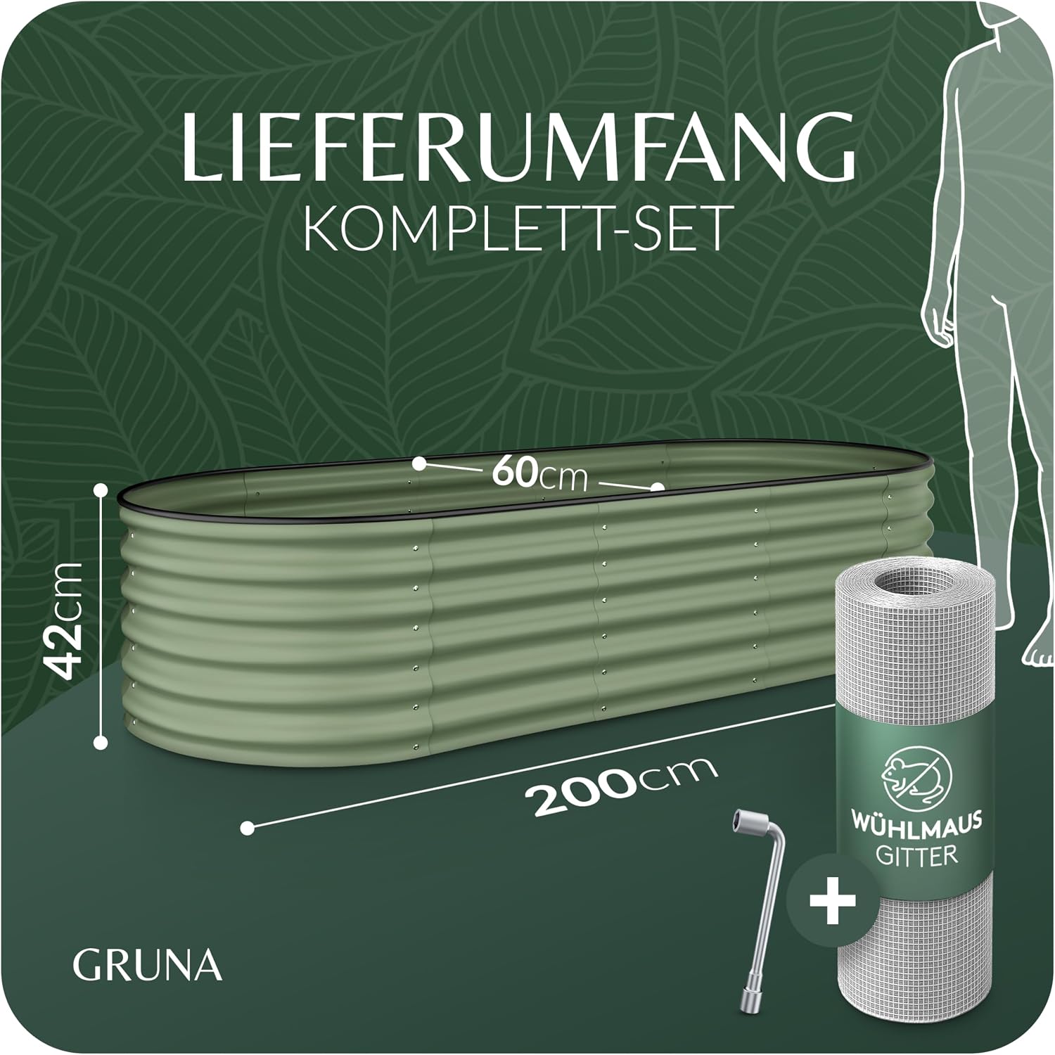 Thumbnail 1 de GRUNA letto rialzato in metallo 200x60x42 cm, kit modulare 6 in 1 antiruggine