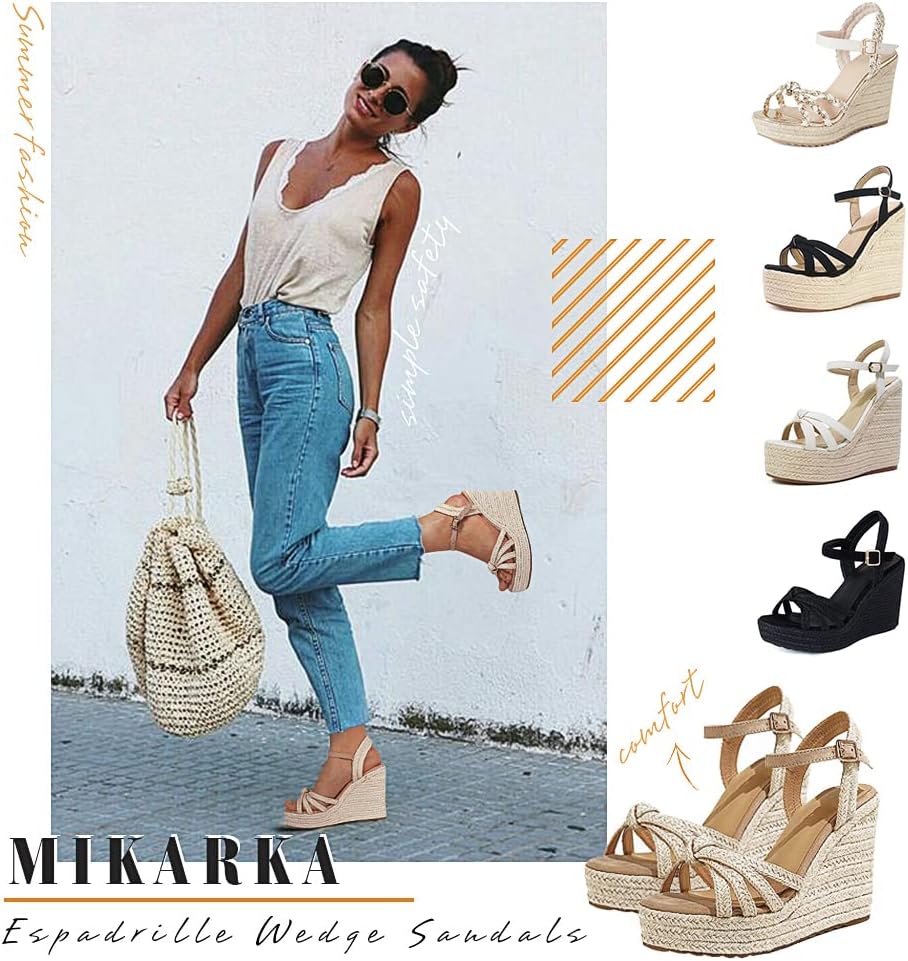 Thumbnail 1 de mikarka Sandals for Women 2026: Comfortable Wedge Platform Espadrille Sandals