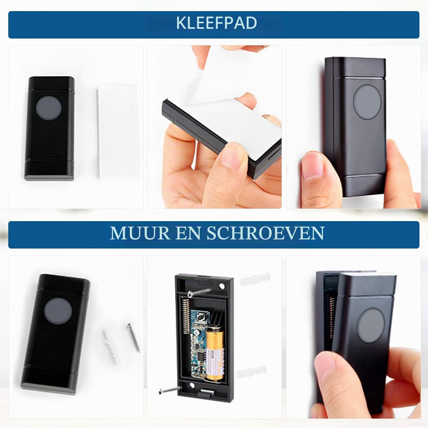 Detalle 2 de Satisure draadloze deurbel met 2 zenders, 2 ontvangers, 400 m en IP55