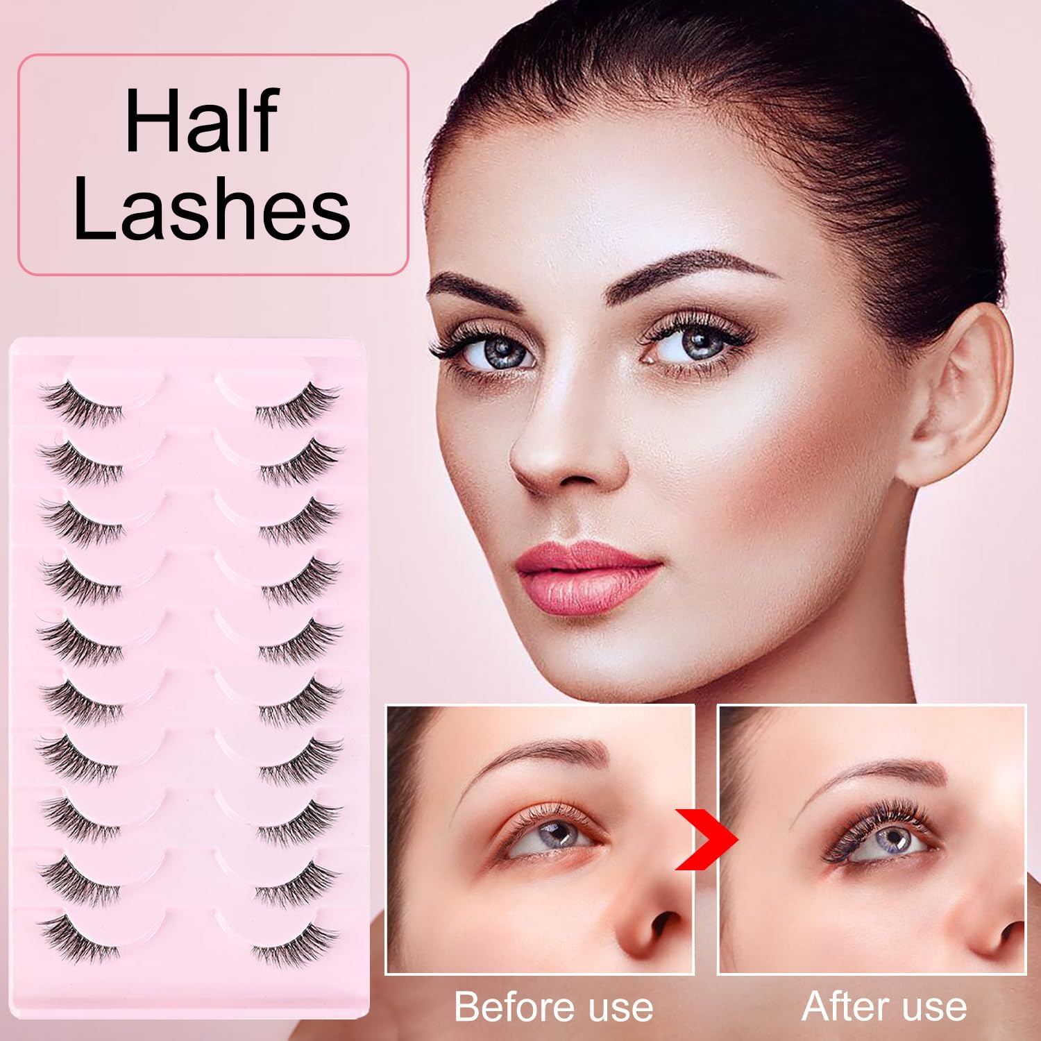 Detalle 2 de YPYMOD 10 Paia Mezze Ciglia Finte Cat Eye Riutilizzabili