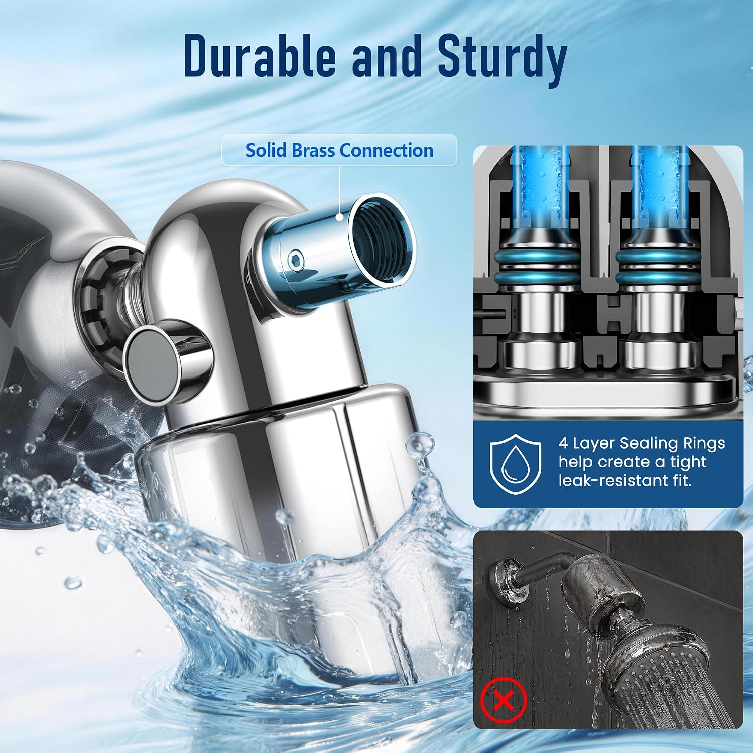 Detalle 1 de Veken SP3V115 Shower Filter, Chrome, One-Press Cartridge Replacement