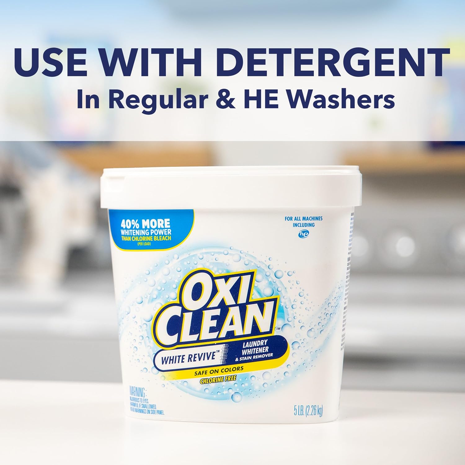 Detalle de OxiClean White Revive Laundry Whitener and Stain Remover Powder (5 lb) – Chlorine-Free Whitening and Stain Removal