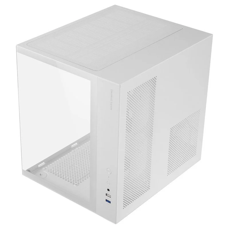 Detalle de Mars Gaming MCV-ONE: Caja Gaming ATX con doble cristal templado, FRGB 12 cm y ventilador trasero 120 mm (Blanco)