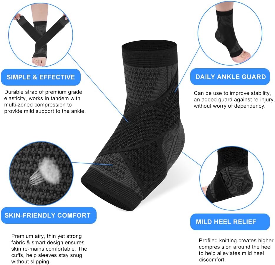 Detalle 2 de ACWOO Cavigliera Sportiva regolabile (2 pezzi) in nylon traspirante: supporto per caviglia e sollievo dal dolore