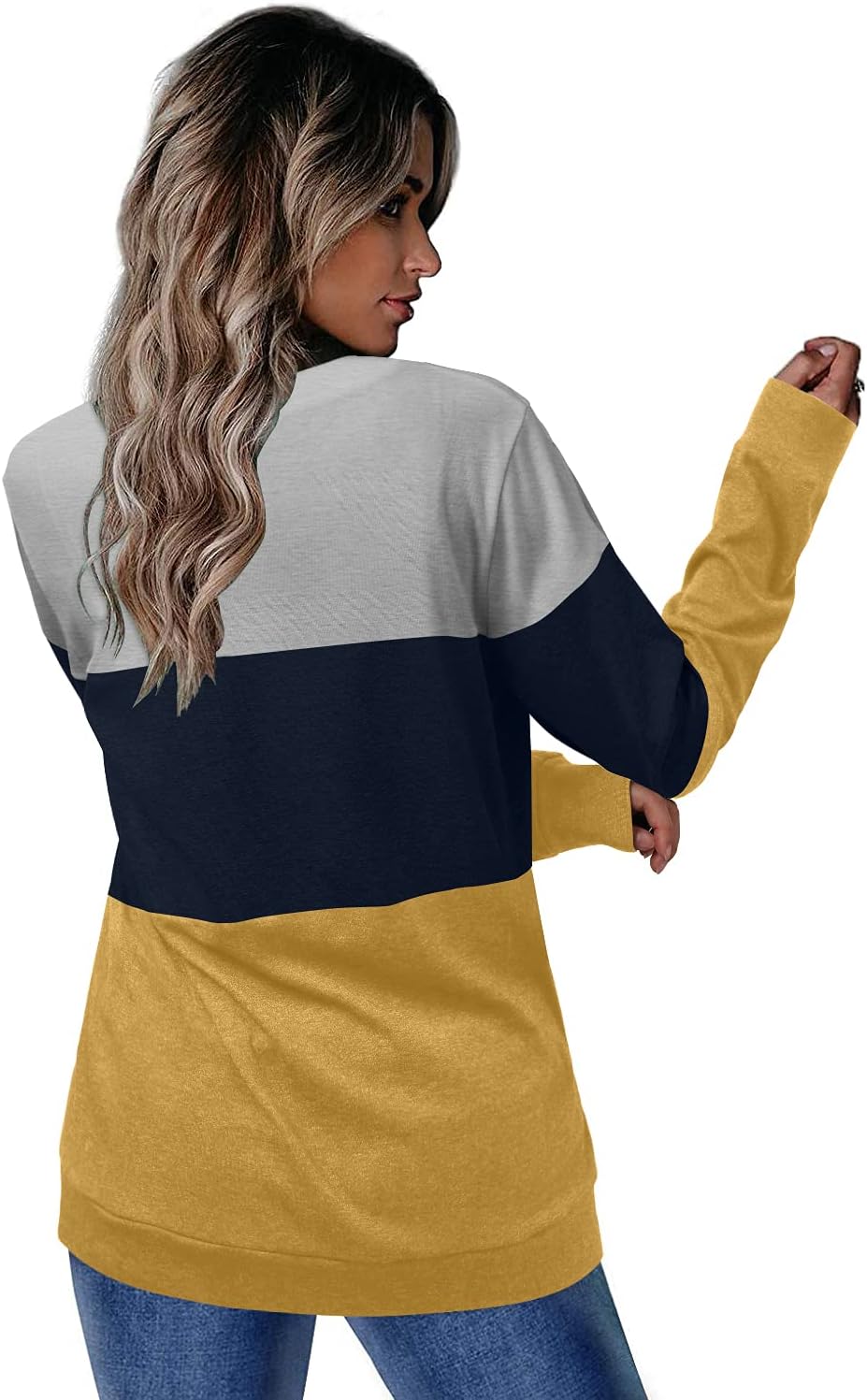 Detalle de CRAZY GRID Women's Long-Sleeve Sweatshirt, 35% Cotton
