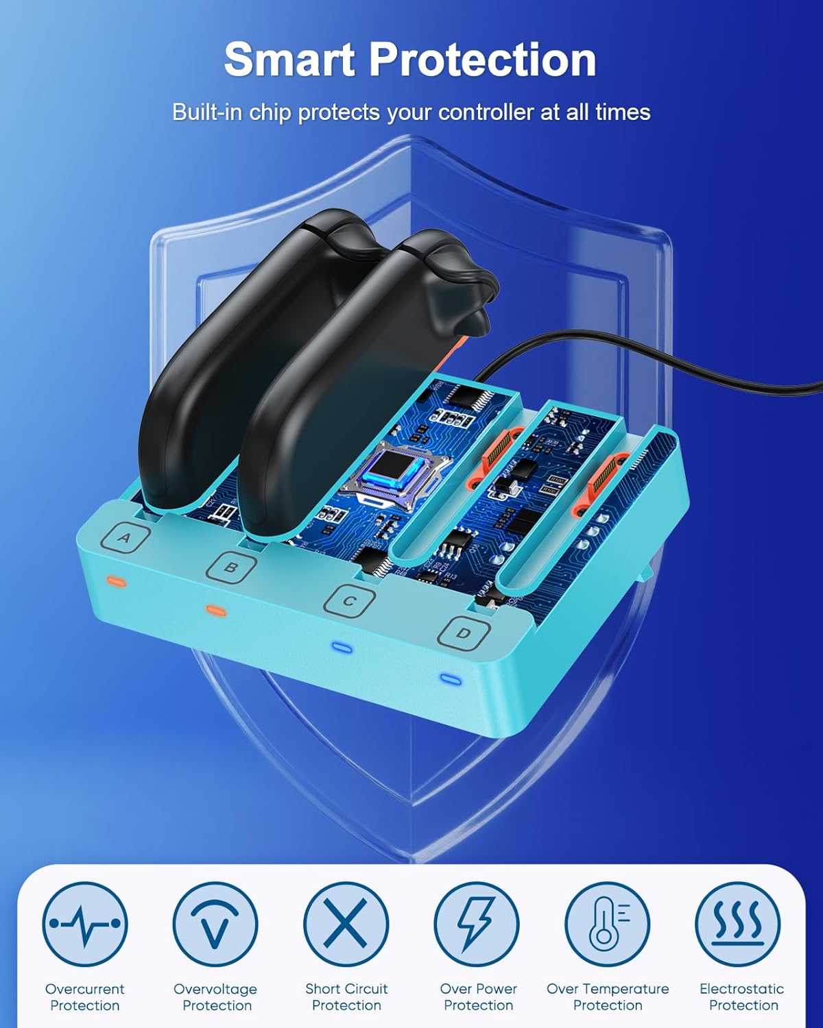 Thumbnail 5 de Dock de charge magnétique horizontale Both Switch 2/1 pour manettes Joy-Con, avec LED de statut