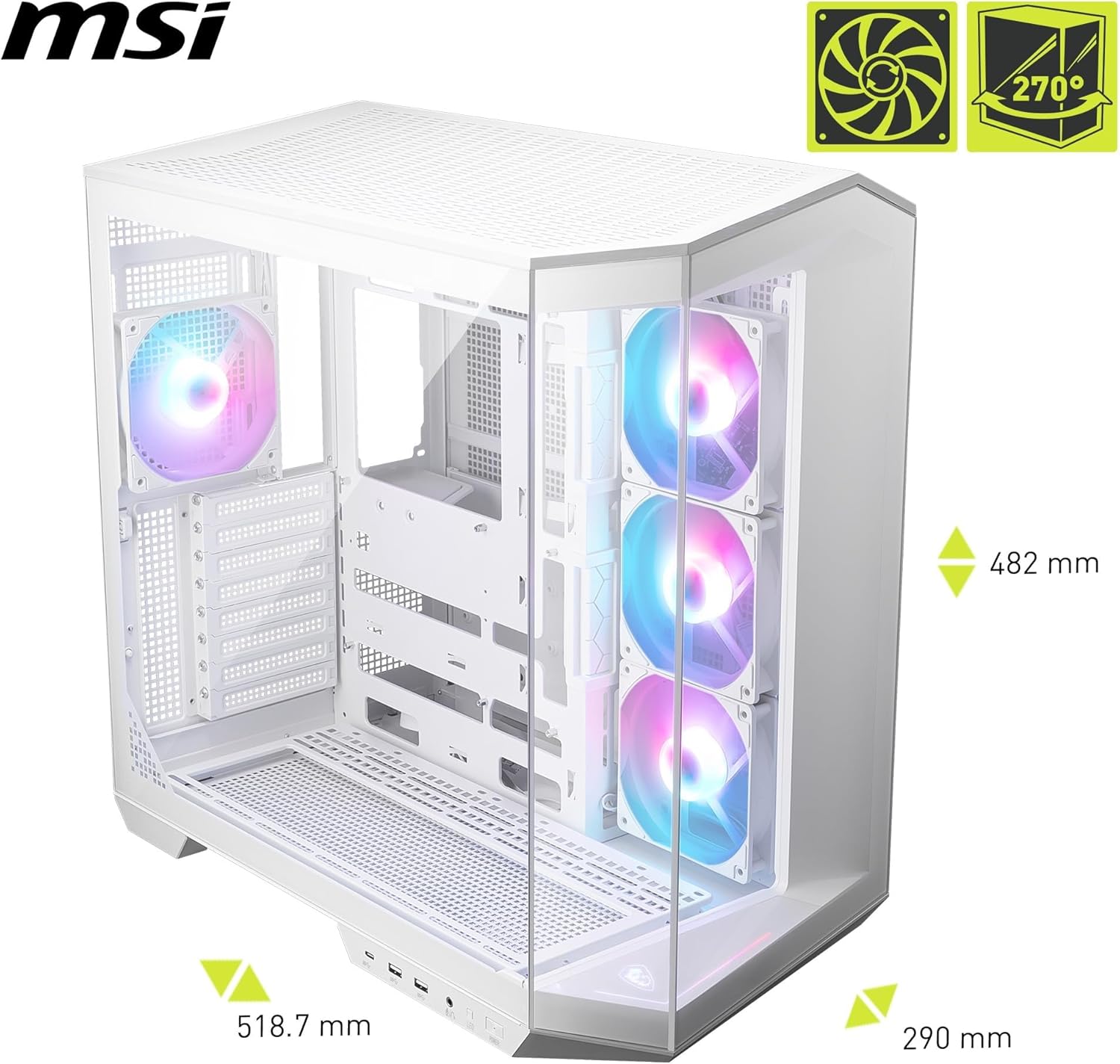 Thumbnail 1 de MSI MAG PANO 100R PZ WHITE: Case ATX con raffreddamento efficiente, GPU verticale e protezione antipolvere