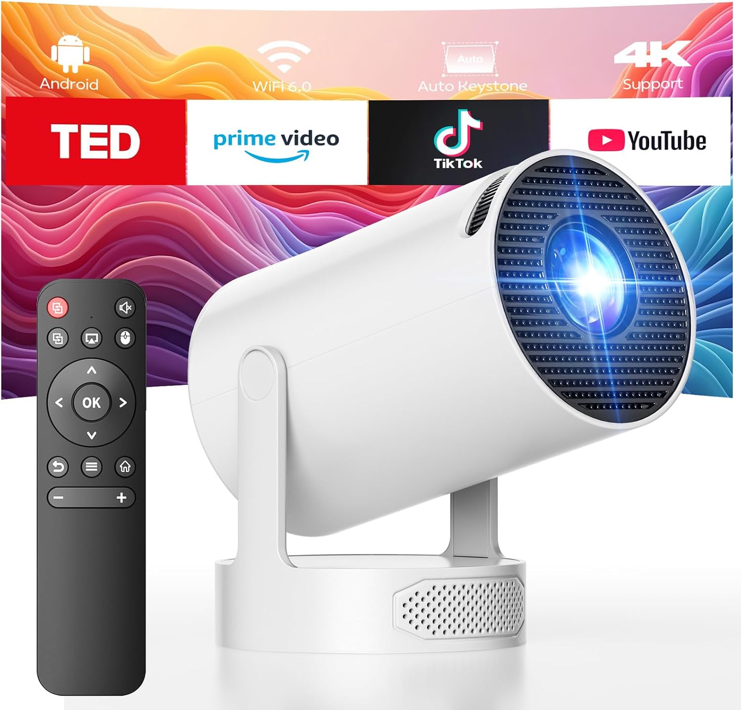 Detalle de Mini proyector 4K 1080P WiFi 6 portátil 📽