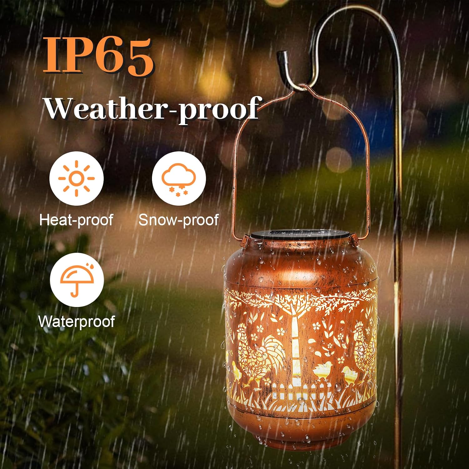 Thumbnail 4 de Rooster Solar Lanterns Garden Ornaments Outdoor with LED Lights – vintage-style chicken statue for patios and gardens