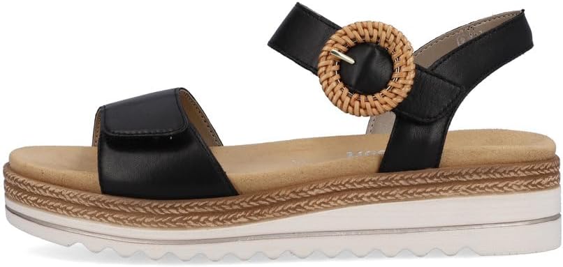 Detalle de Remonte Damen Riemchensandalen D0Q52 – elegante Riemchensandalen mit Klettverschluss und leichtem Keilabsatz