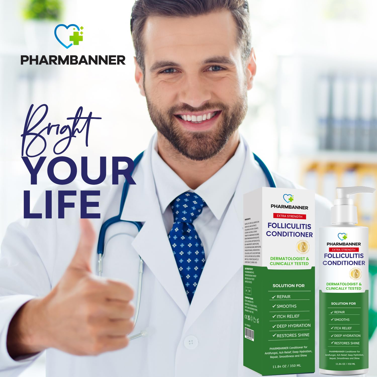 Thumbnail 6 de PHARMBANNER Folliculitis Itch Relief Conditioner with Tea Tree Oil & Moroccan Argan Oil