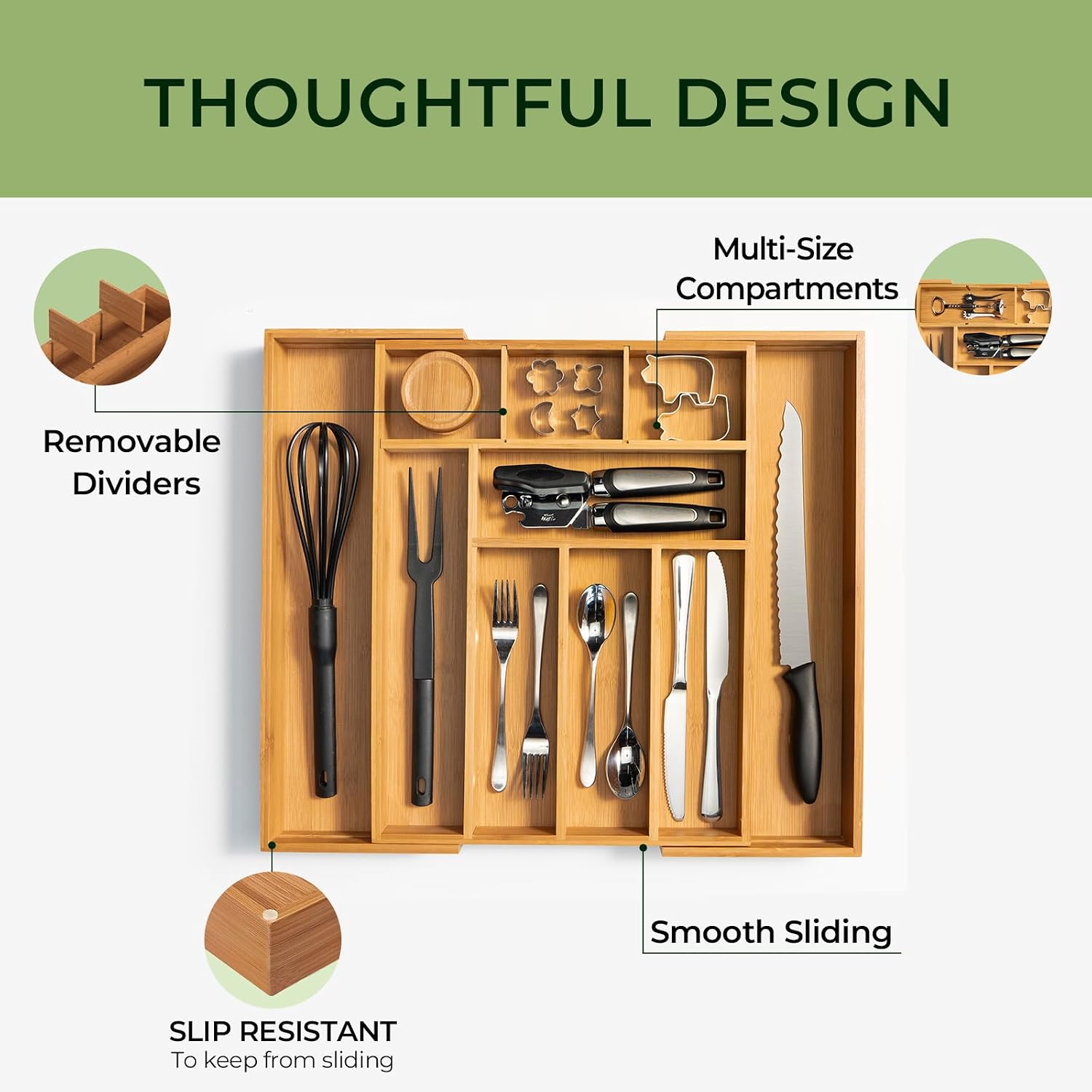 Thumbnail 5 de Keechee Bamboo Drawer Organizer, 10 Slots