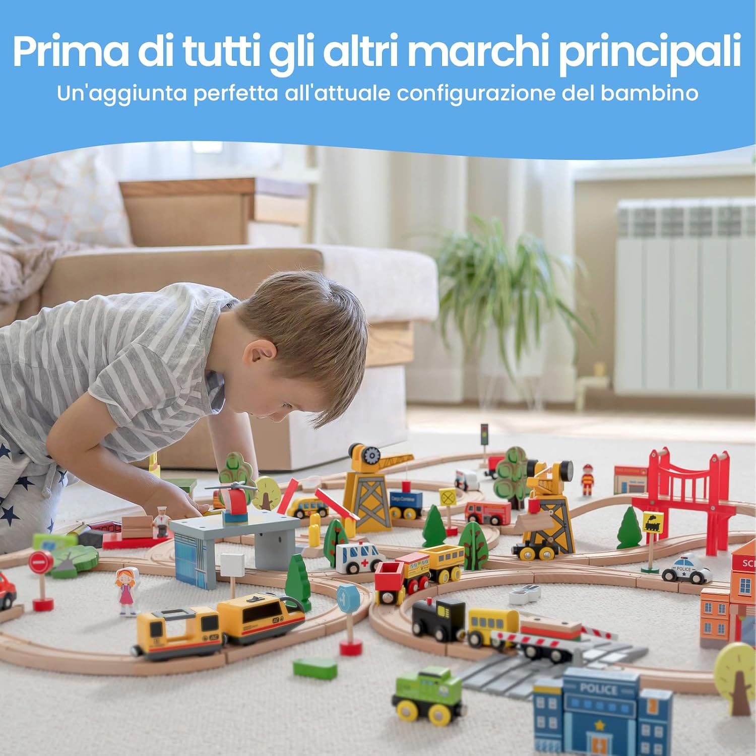 Thumbnail 4 de Tiny Land 55 pezzi set treni 🚂