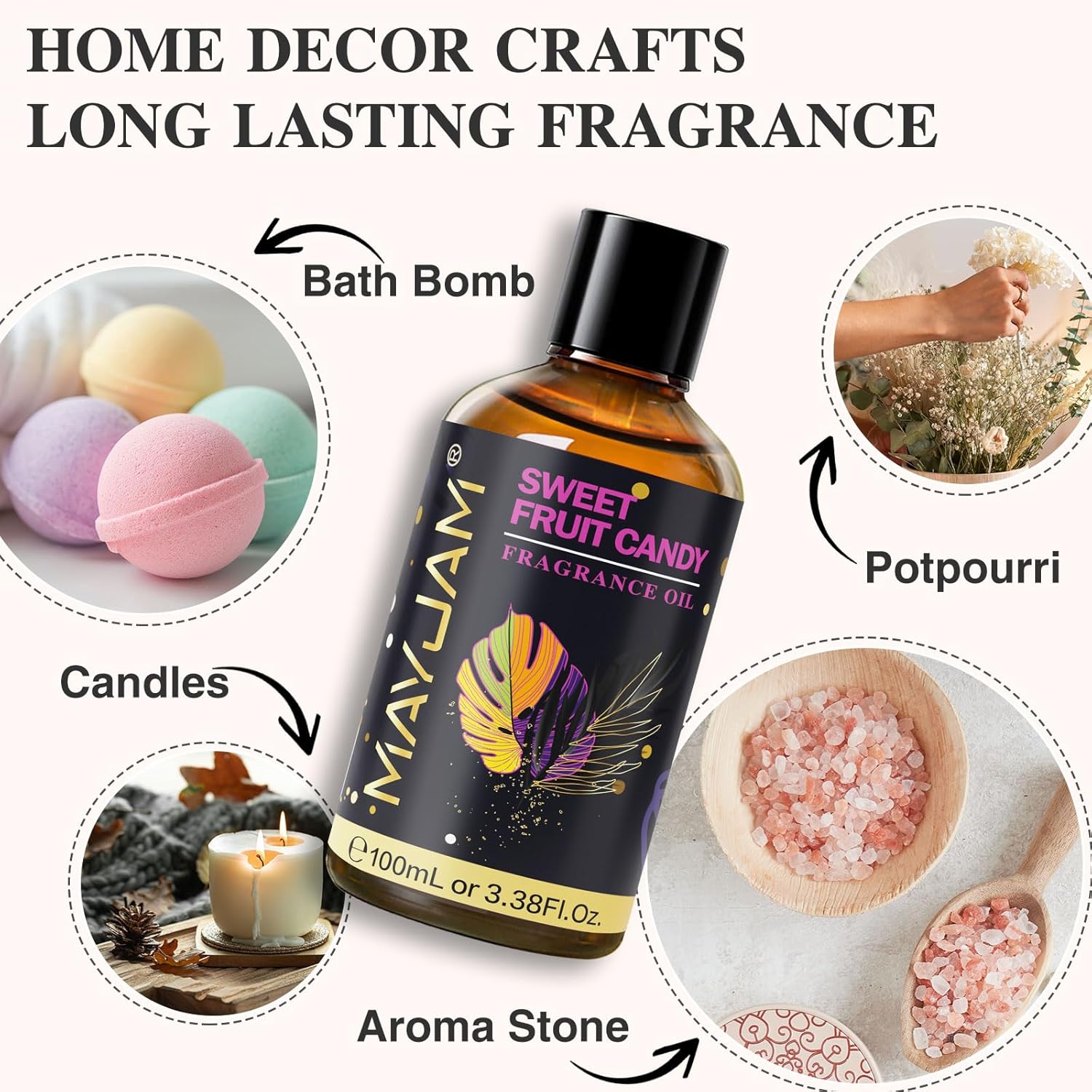 Detalle 2 de MAYJAM Fragrance Oil 100ML: Sweet Fruit Candy Aromatherapy Oil with Glass Dropper