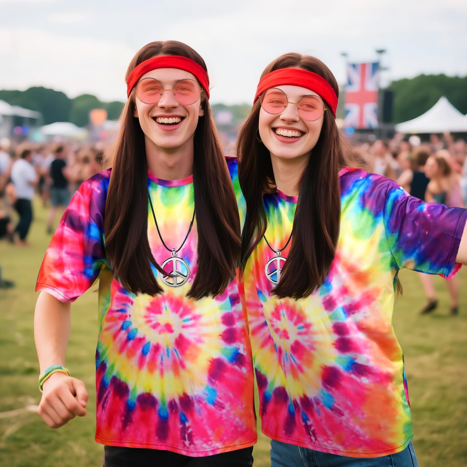 Thumbnail 4 de iZoeL 70er Kostüm 5‑teilig Hippie Outfit 🎭
