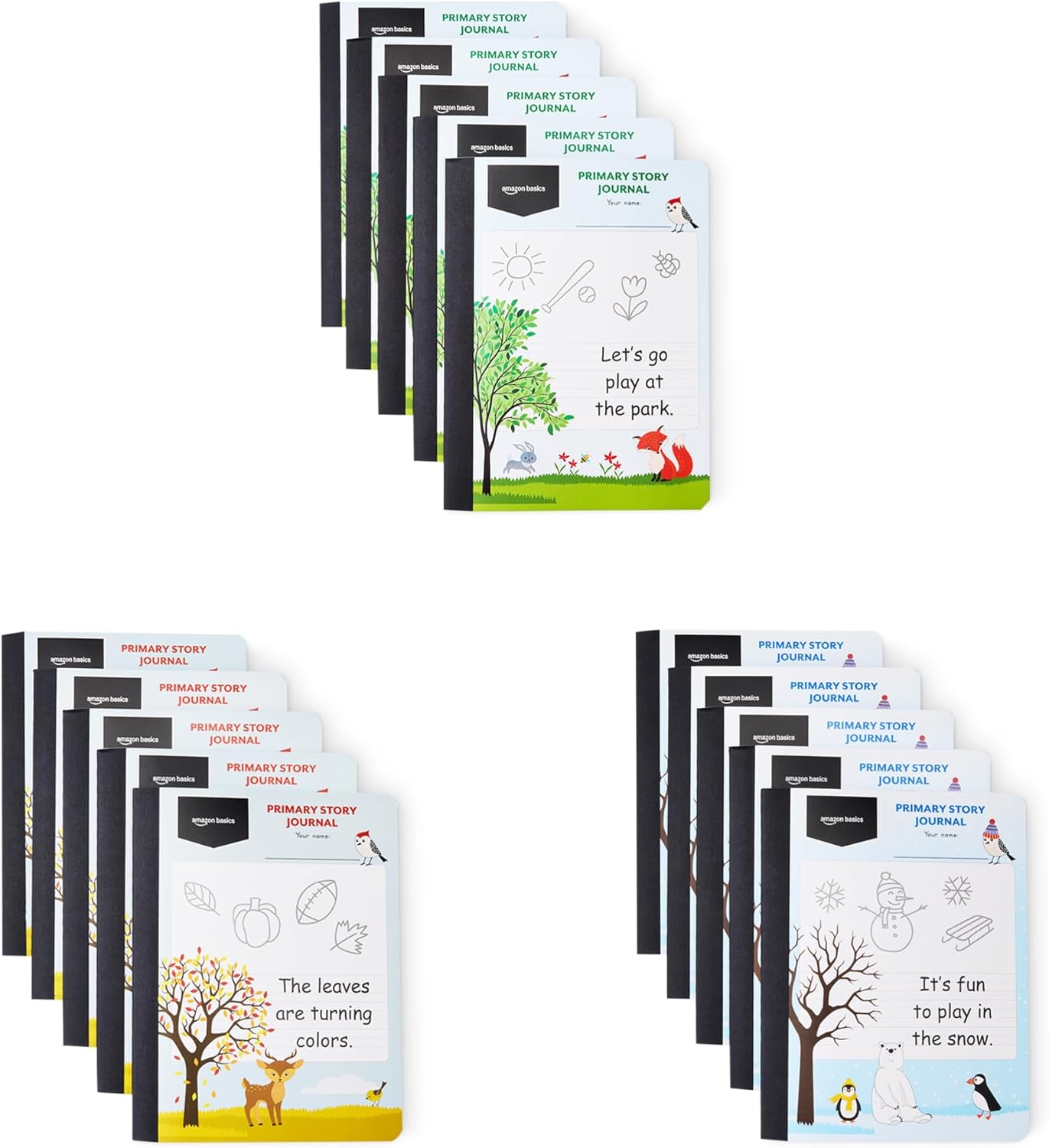 Thumbnail 5 de Amazon Basics Primary Composition Notebook, 9.75" x 7.5", 100 Sheets, 3-Pack