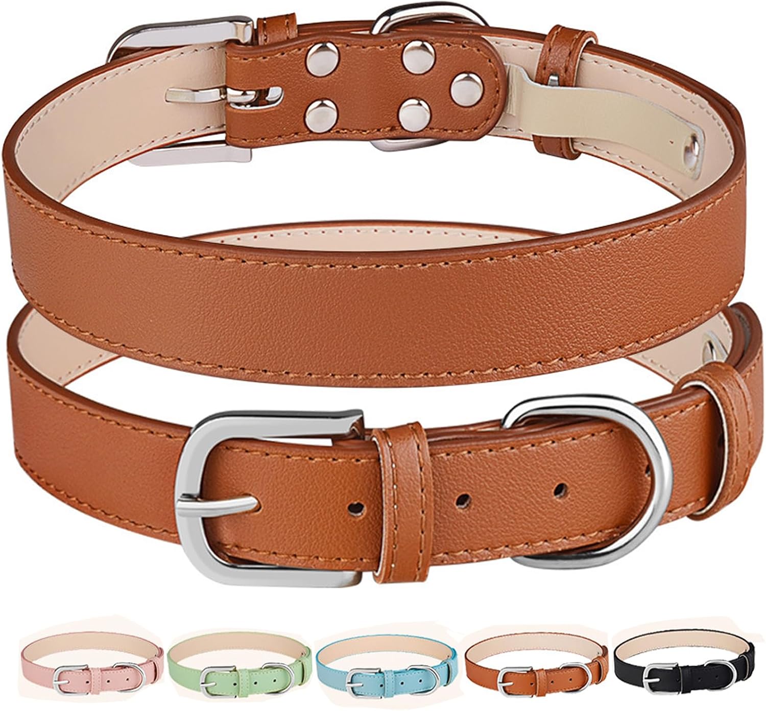 Detalle de MayPaw MAcollar257 PU Leather Dog Collar, Adjustable XS–Large, Brown