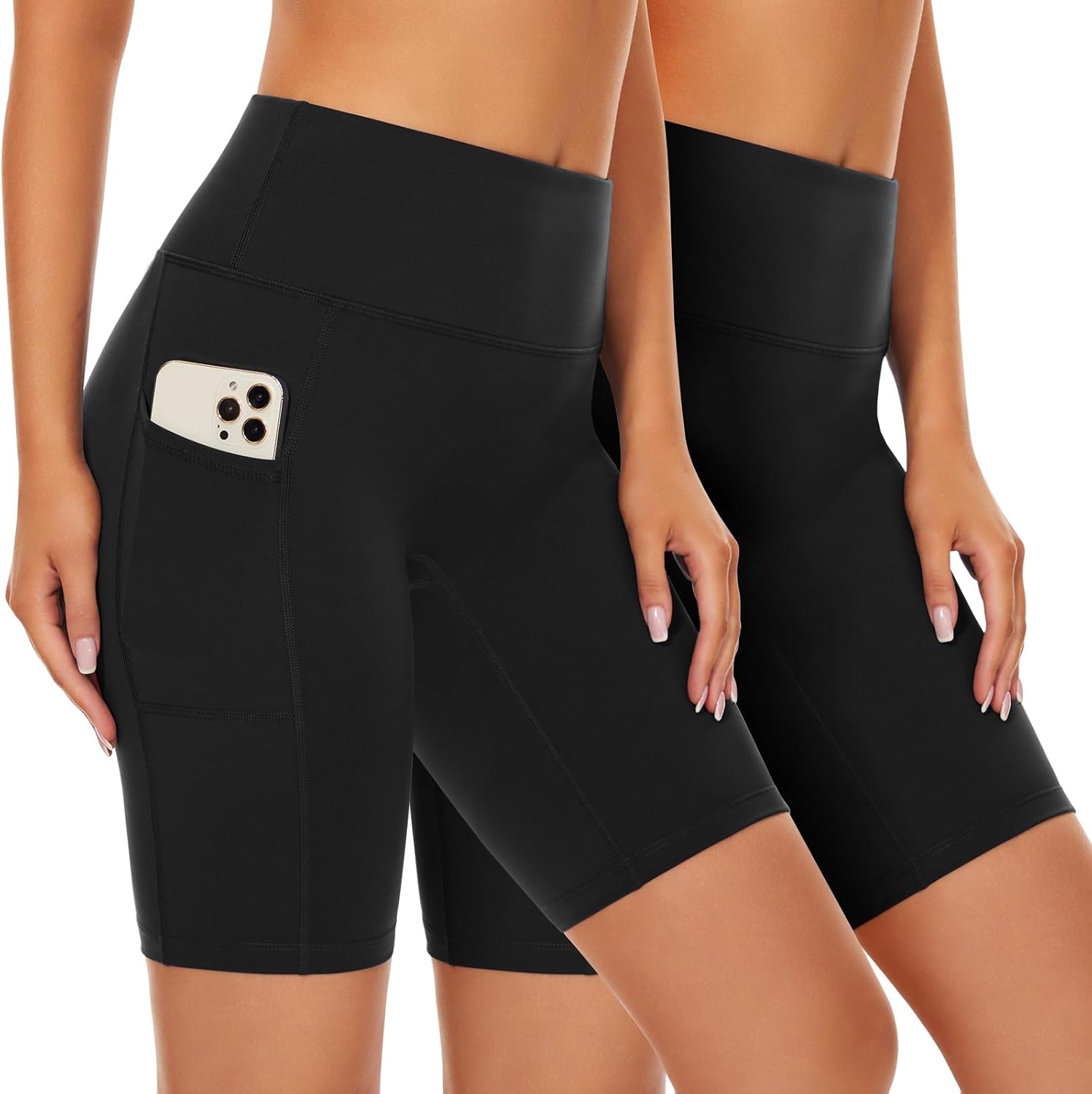Detalle de SIMIYA Women's High Waist Cycling Shorts with Pockets and tummy control