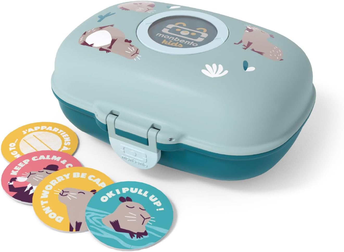 Detalle de monbento MB Gram rose Birds : boîte à goûter enfant sans BPA, hermétique et personnalisable