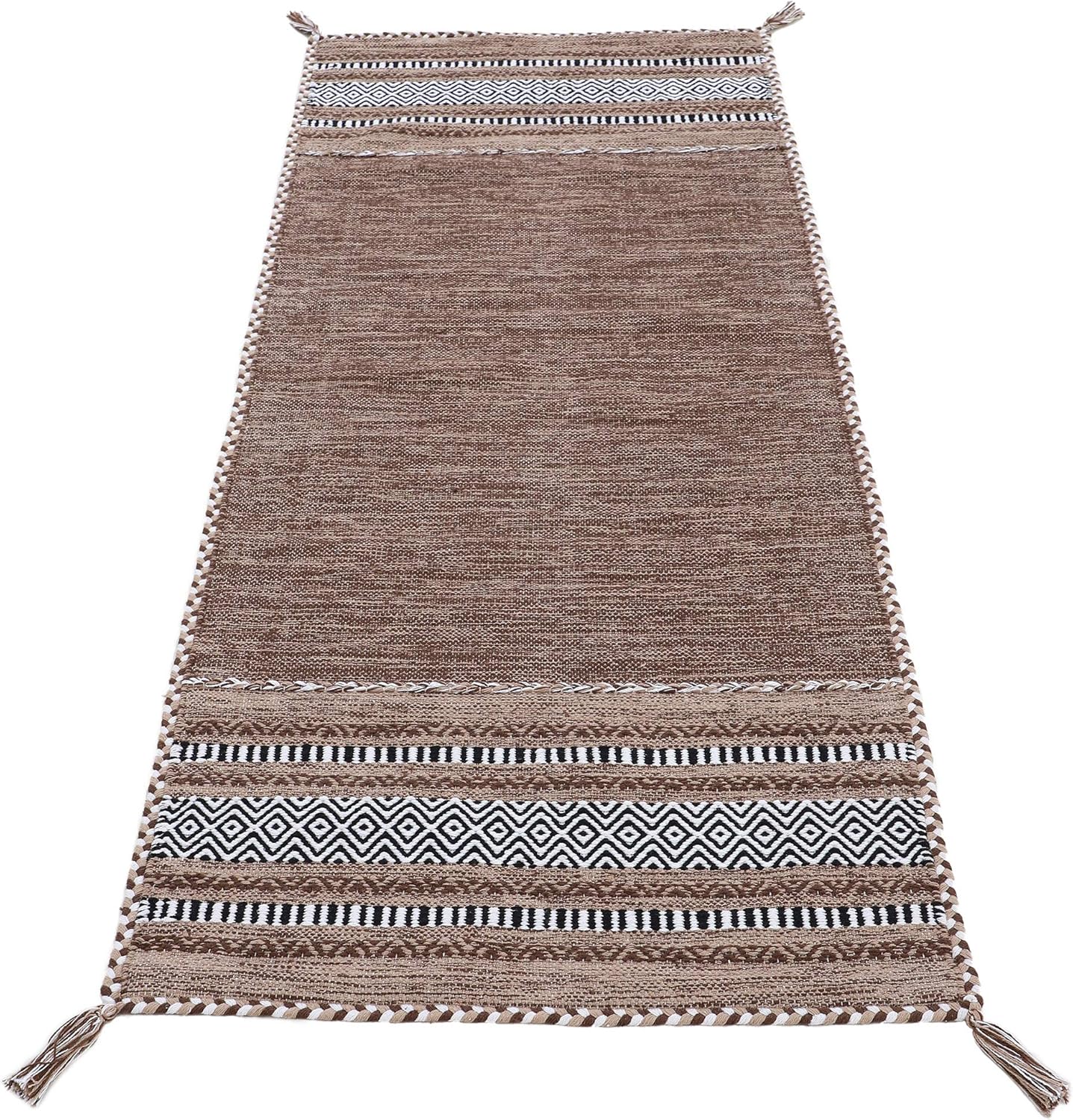 Thumbnail 2 de CarpetFine Alfombra Kelim Azizi Marrón 80x400 cm 🏡 Elegante y Moderna