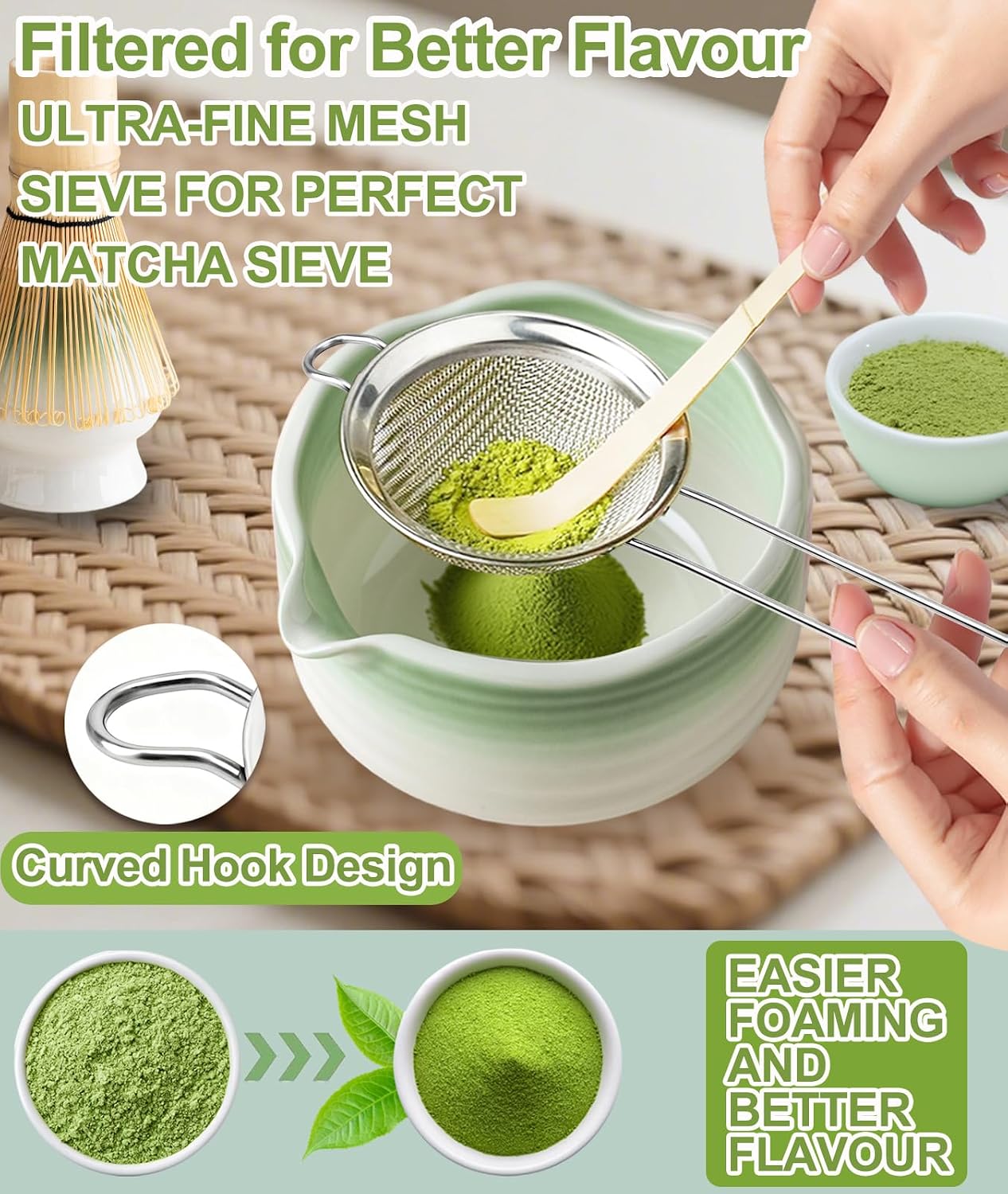 Detalle de JBER Matcha-Set-7PCS matchaset met bamboe garde en keramische kom