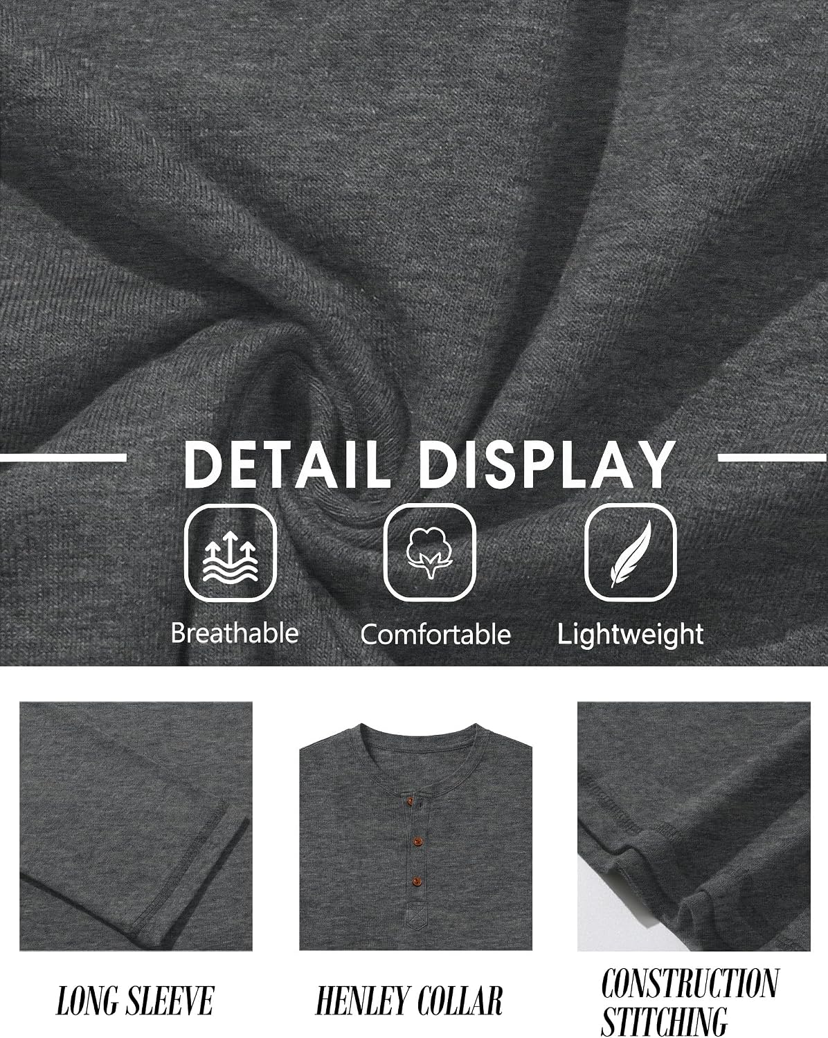 Thumbnail 5 de PEGENO Men's Henley Shirt Cotton