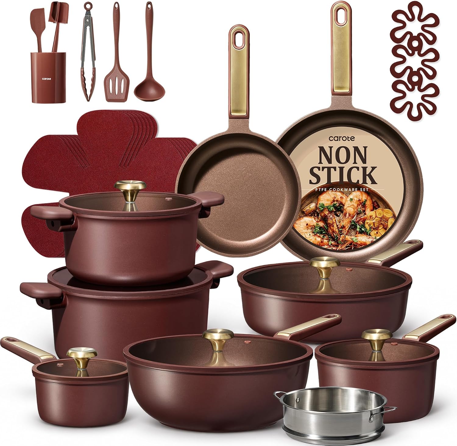 Detalle de CAROTE Nonstick Cookware Set, 31-Piece