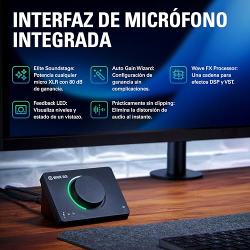 Detalle de Elgato Wave XLR MK.2: interfaz USB con DSP integrado para estudio móvil