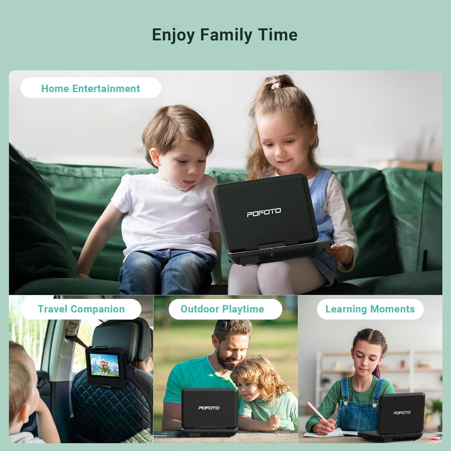 Thumbnail 6 de POFOTO 9.5" Portable DVD Player for Kids and Car with 7.5" Swivel Screen
