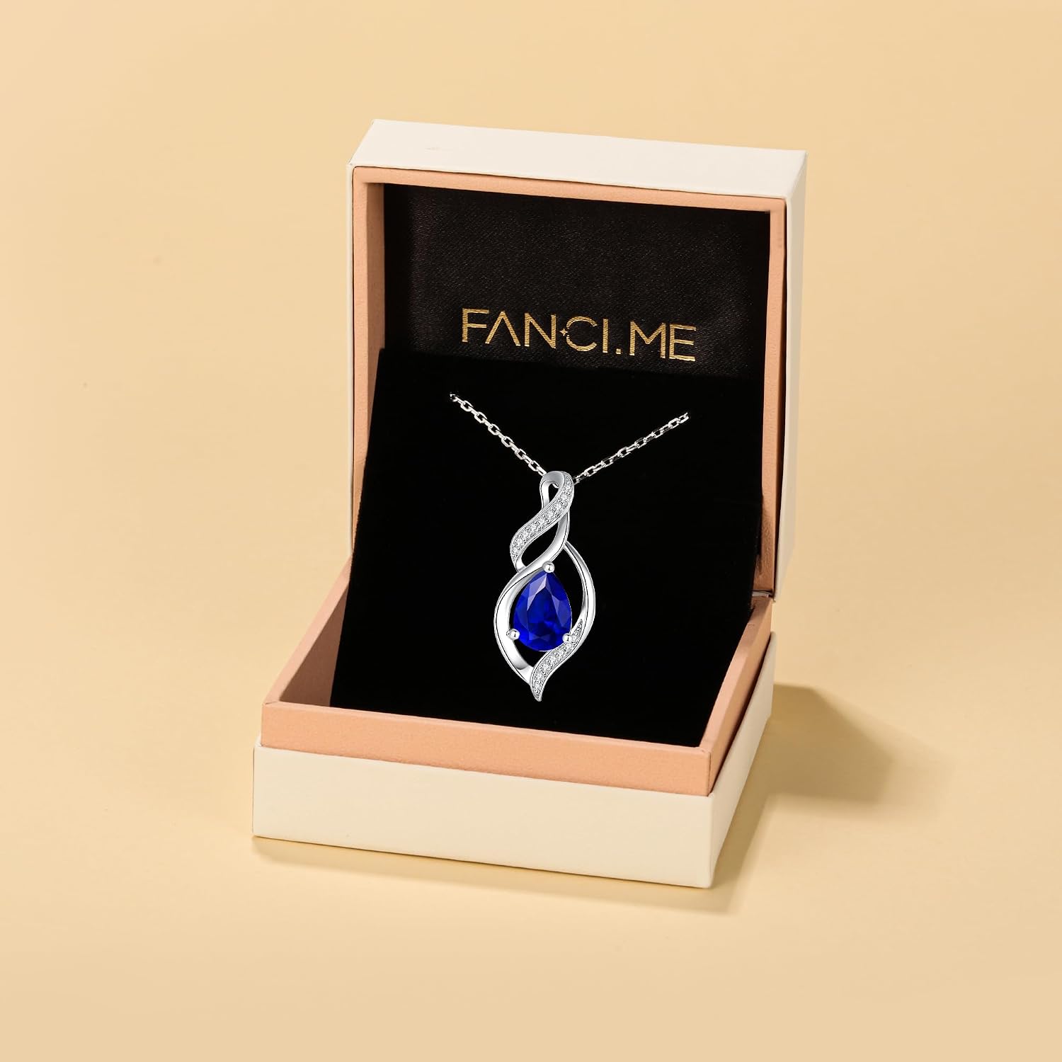 Detalle de FANCIME Sterling Silver Teardrop September Birthstone Necklace for Women