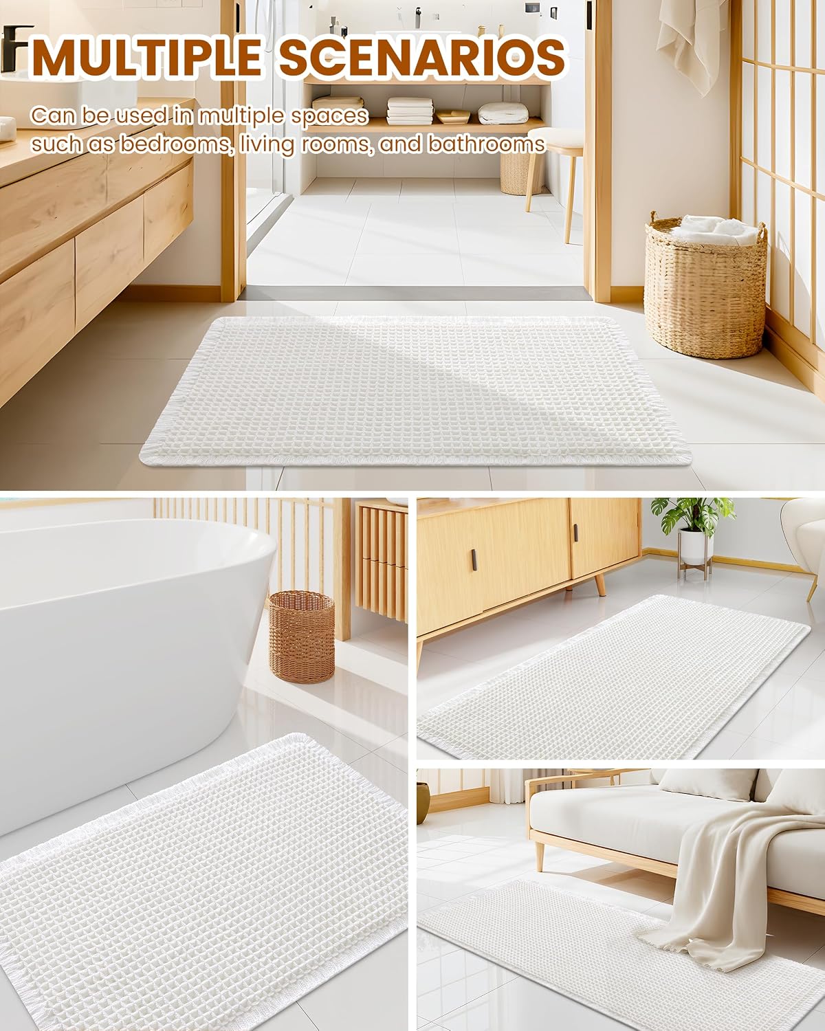 Thumbnail 6 de Smiry Waffle Bath Mat 30x20 — Extra Soft, Highly Absorbent, Non-Slip & Machine Washable
