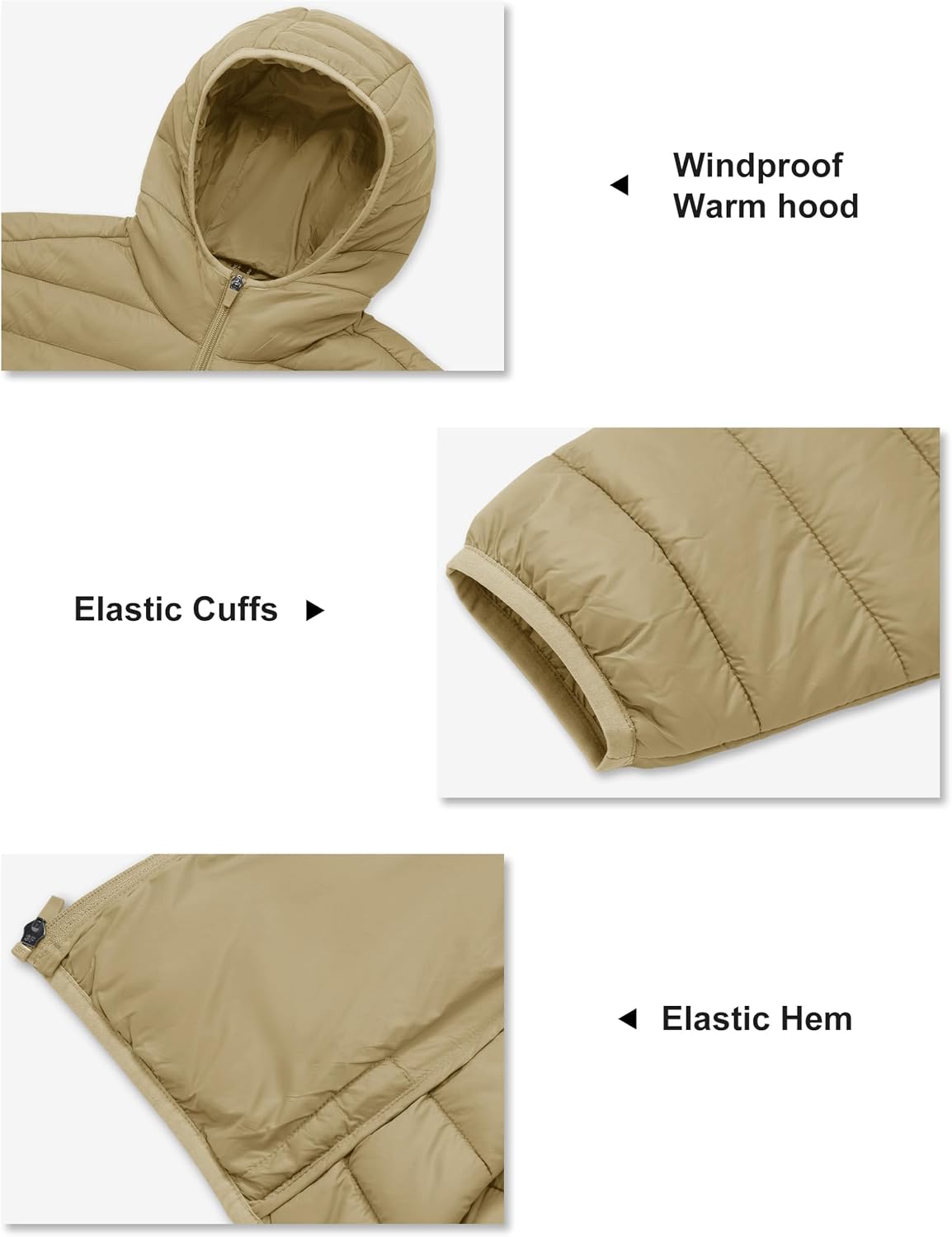 Detalle 2 de TACVASEN Men's Hooded Puffer Jacket, Lightweight Down Alternative Insulation