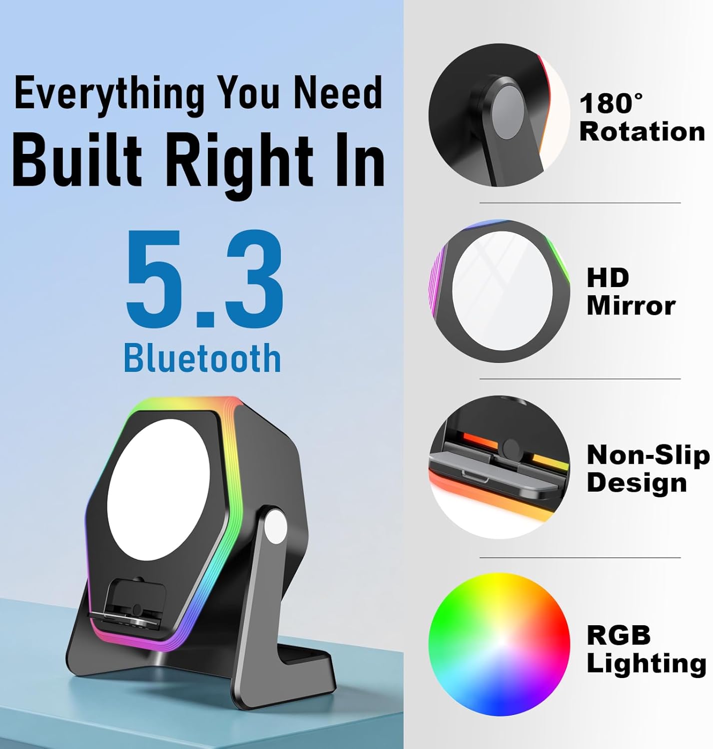 Thumbnail 4 de Hupoaf Wireless Induction Speaker: 5-in-1 Phone Speaker Amplifier with RGB Light and Adjustable Stand