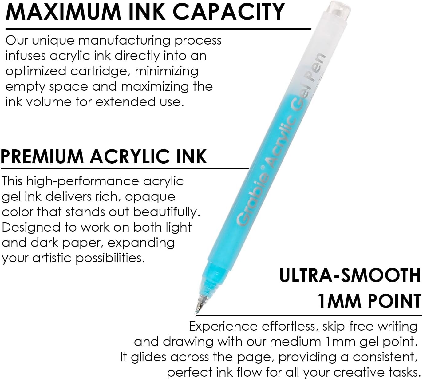 Thumbnail 1 de Grabie 12 Colours Acrylic Gel Pens & Colouring Book (Ocean Colours) – Medium Point Set