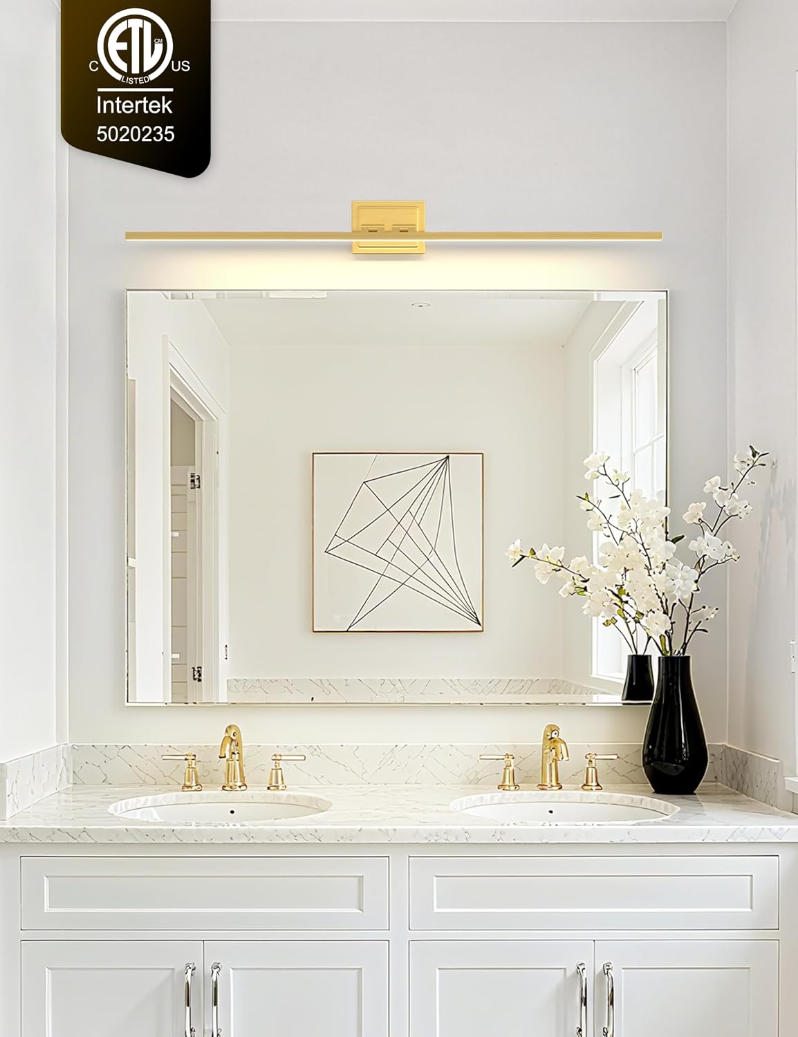 Detalle 2 de VOLISUN 21914ZM-G-120CM 48-Inch Gold LED Vanity Light, 5 CCT, Dimmable