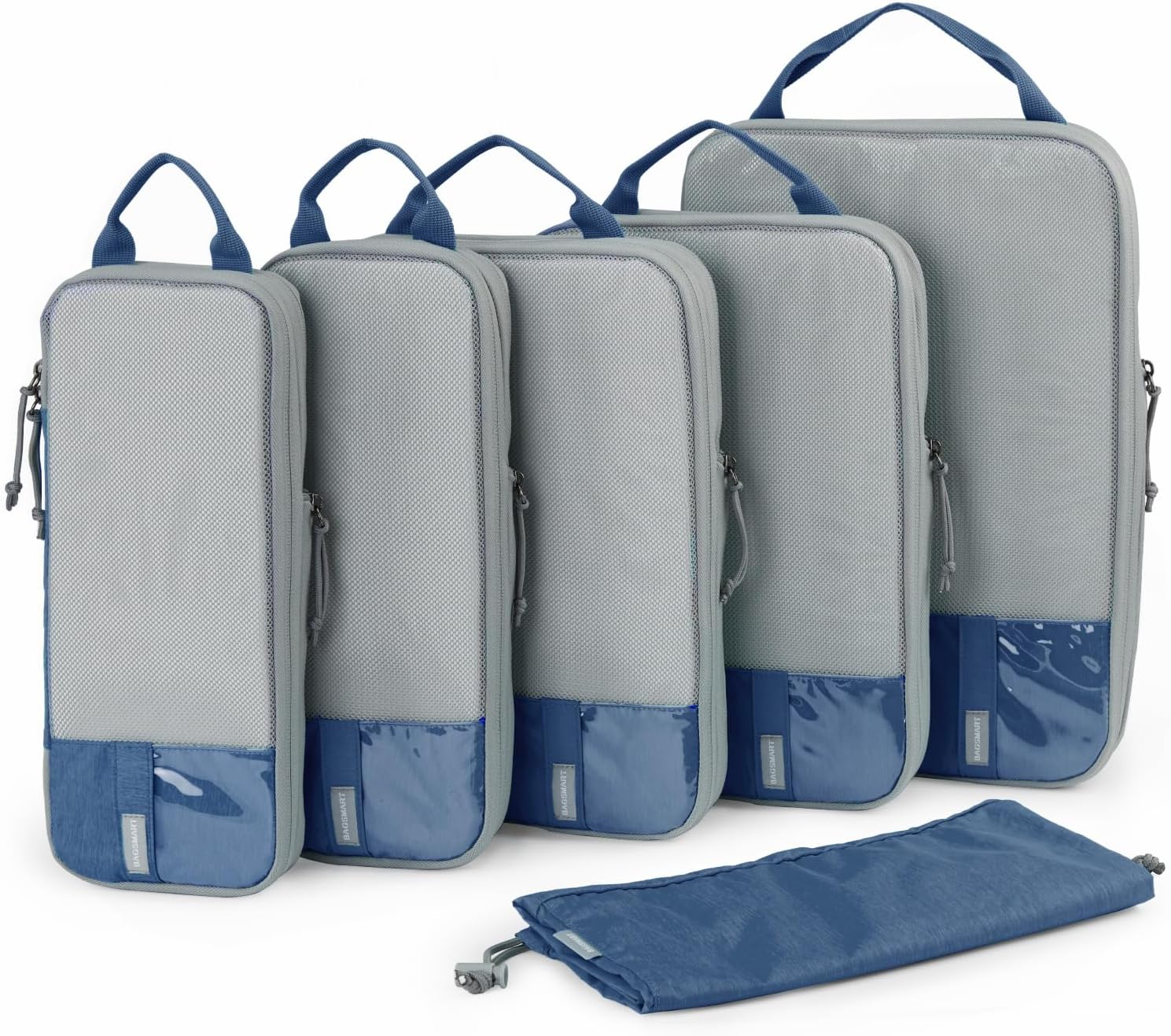 Detalle de BAGSMART 6‑Piece Compression Packing Cubes for Suitcases & Backpacks (Navy) – Practical travel organisers