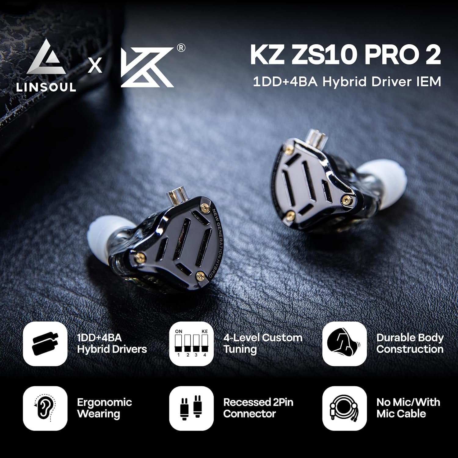 Detalle 2 de Linsoul KZ ZS10 Pro 2 IEM 10mm hybrid