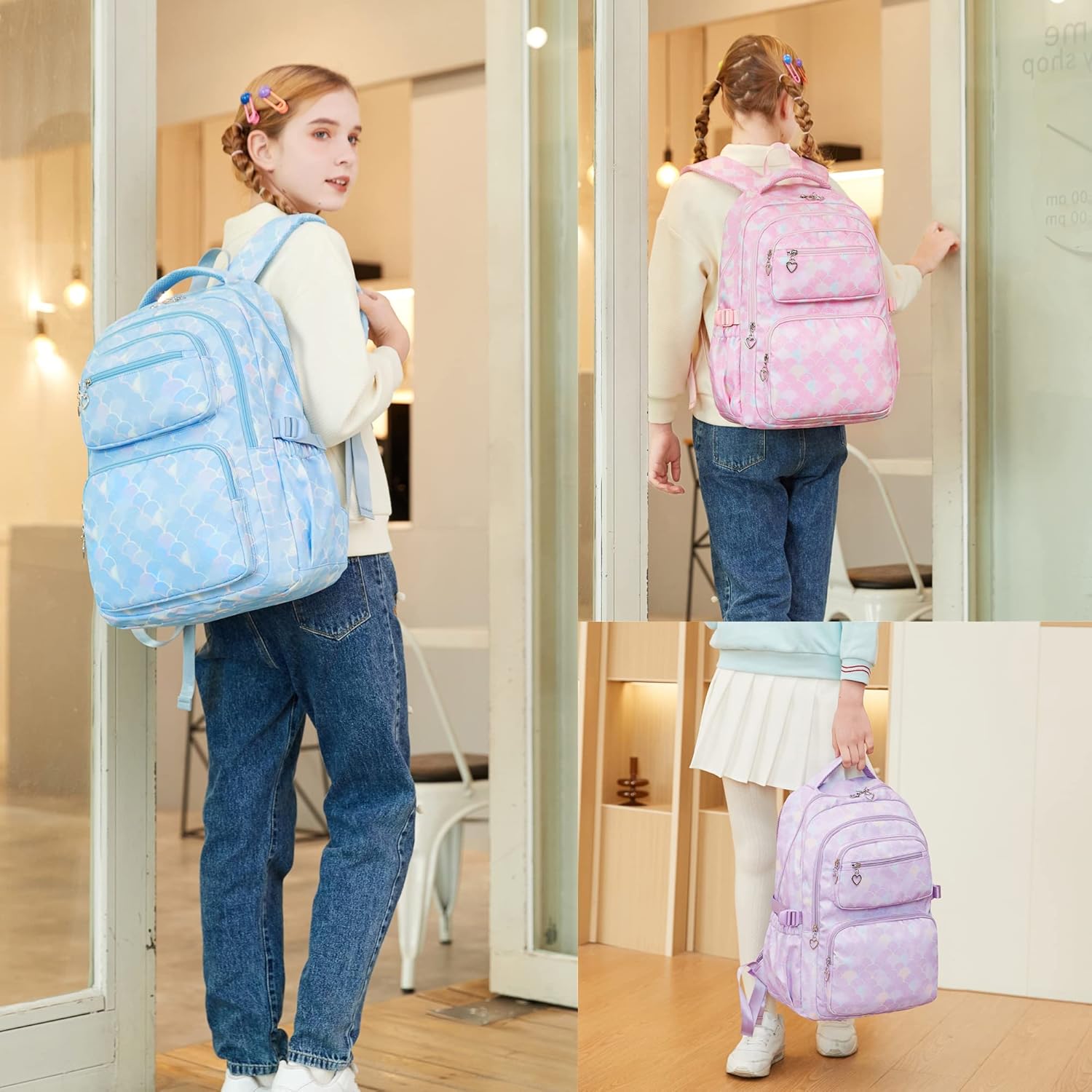 Thumbnail 6 de 3Pcs Mermaid Scale Backpack Set for Girls with Lunchbox & Pencil Case