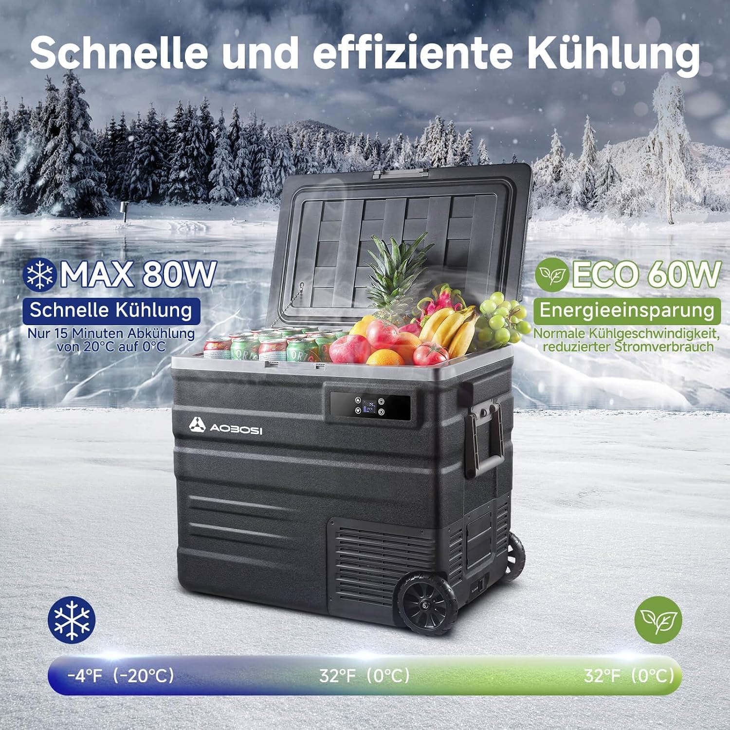 Detalle de AAOBOSI Kompressor-Kühlbox 65 l mit App