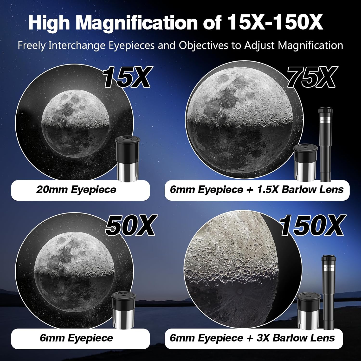 Detalle 2 de Astronomisches Teleskop Refraktor 70/300 mm von Xyvolve – ideal für Anfänger