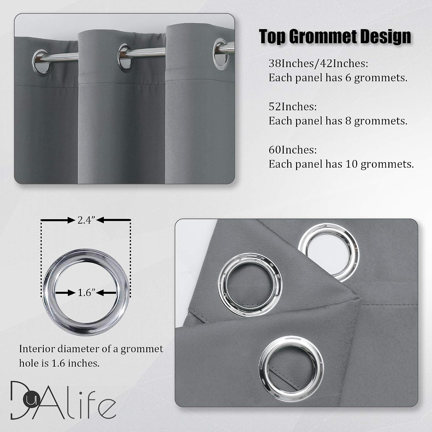 Detalle de DUALIFE Blackout Curtain Panels, 54-Inch Length
