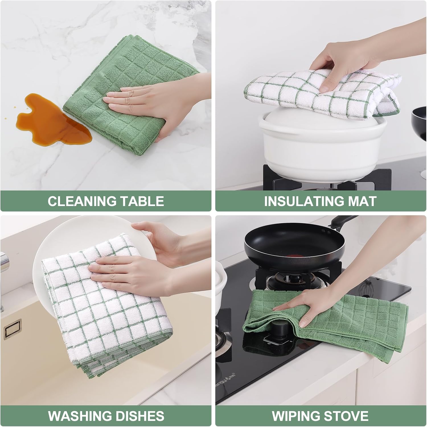 Detalle 2 de Homaxy Premium Cotton Kitchen Towels 16"x28" 6‑Pack 🧻