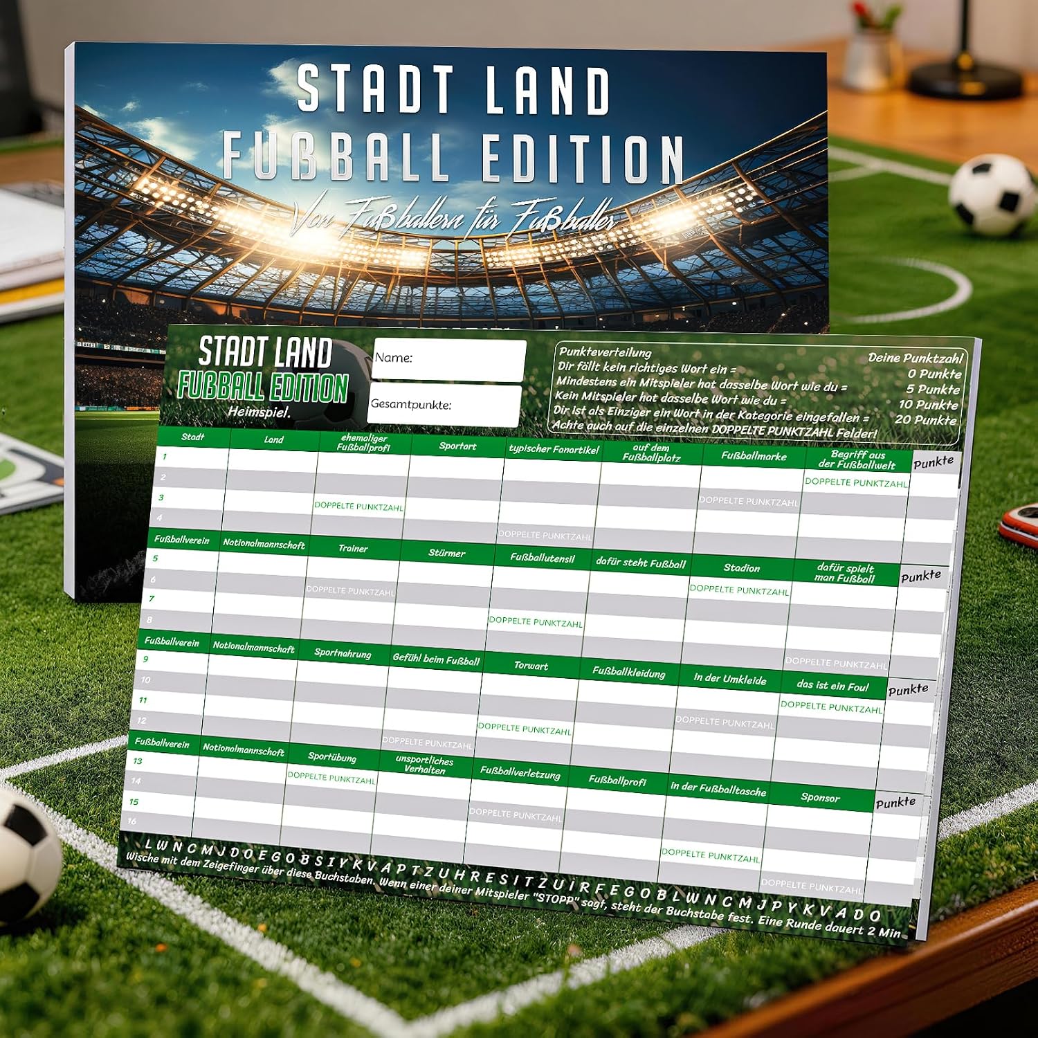 Detalle 2 de PATRICHOR Stadt Land Fußball Edition 2026 – Spiel für Jungen, Teenager und Familien