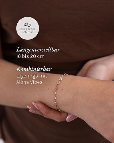 Detalle 2 de Purelei Heart Armband (Gold) – Filigranes Damenarmband aus Edelstahl, verstellbar 16–20 cm