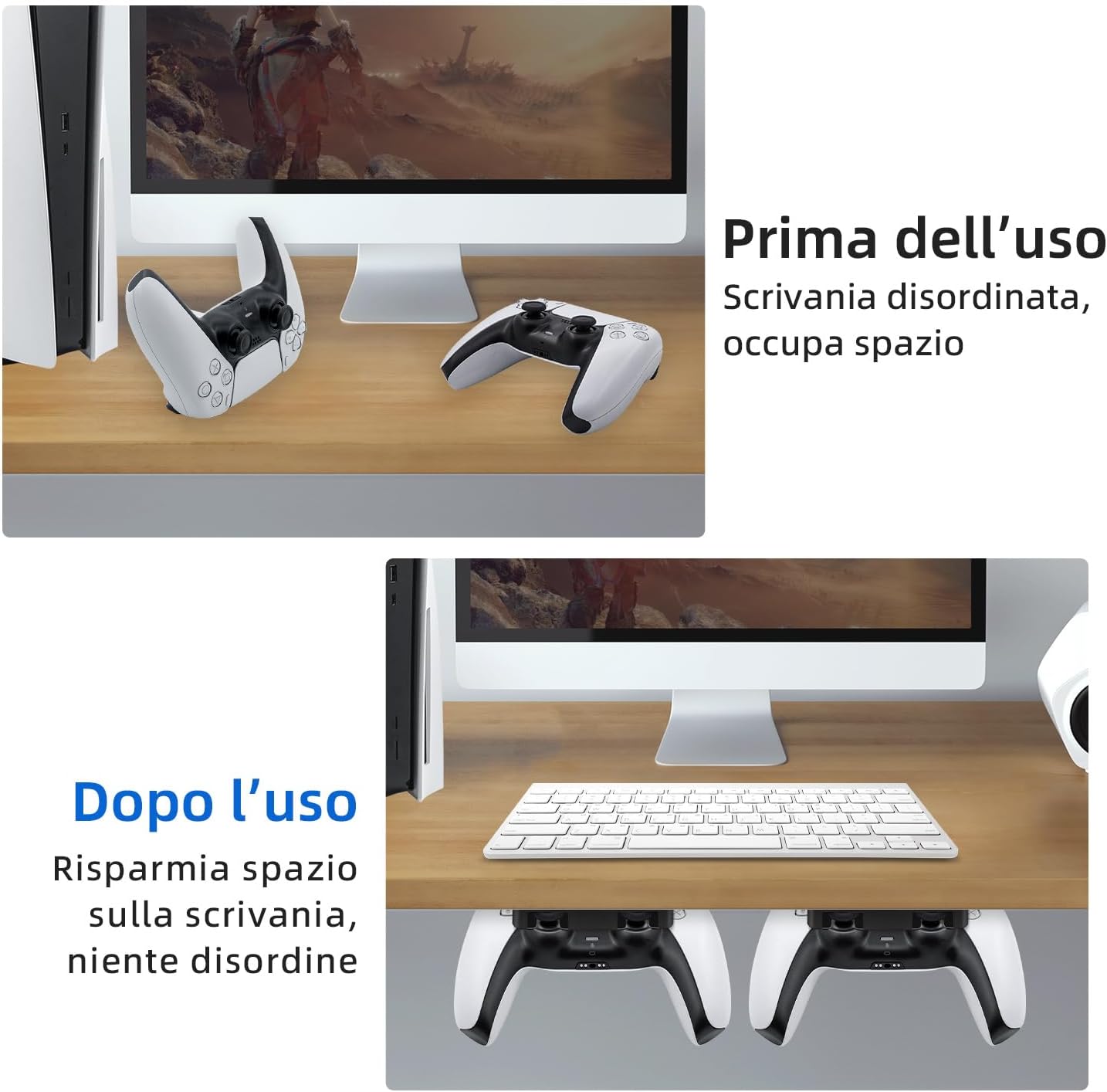 Thumbnail 3 de Tolesum Supporto porta joystick per PS5 e PS4: staffa da tavolo/orizzontale con nastro adesivo