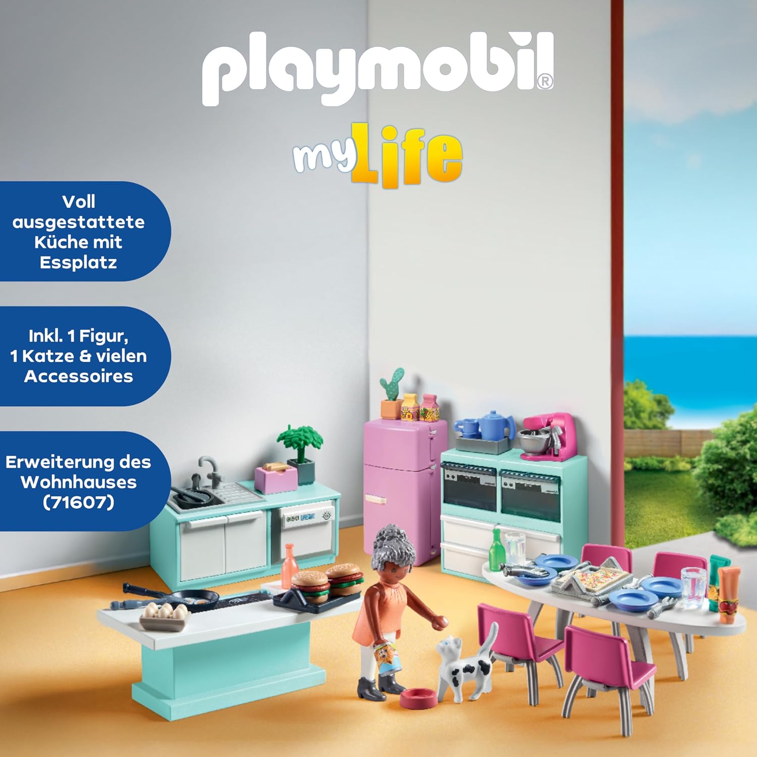 Detalle de PLAYMOBIL MyLife 71608 Küche mit Essplatz – realistische Spielküche ab 4 Jahren