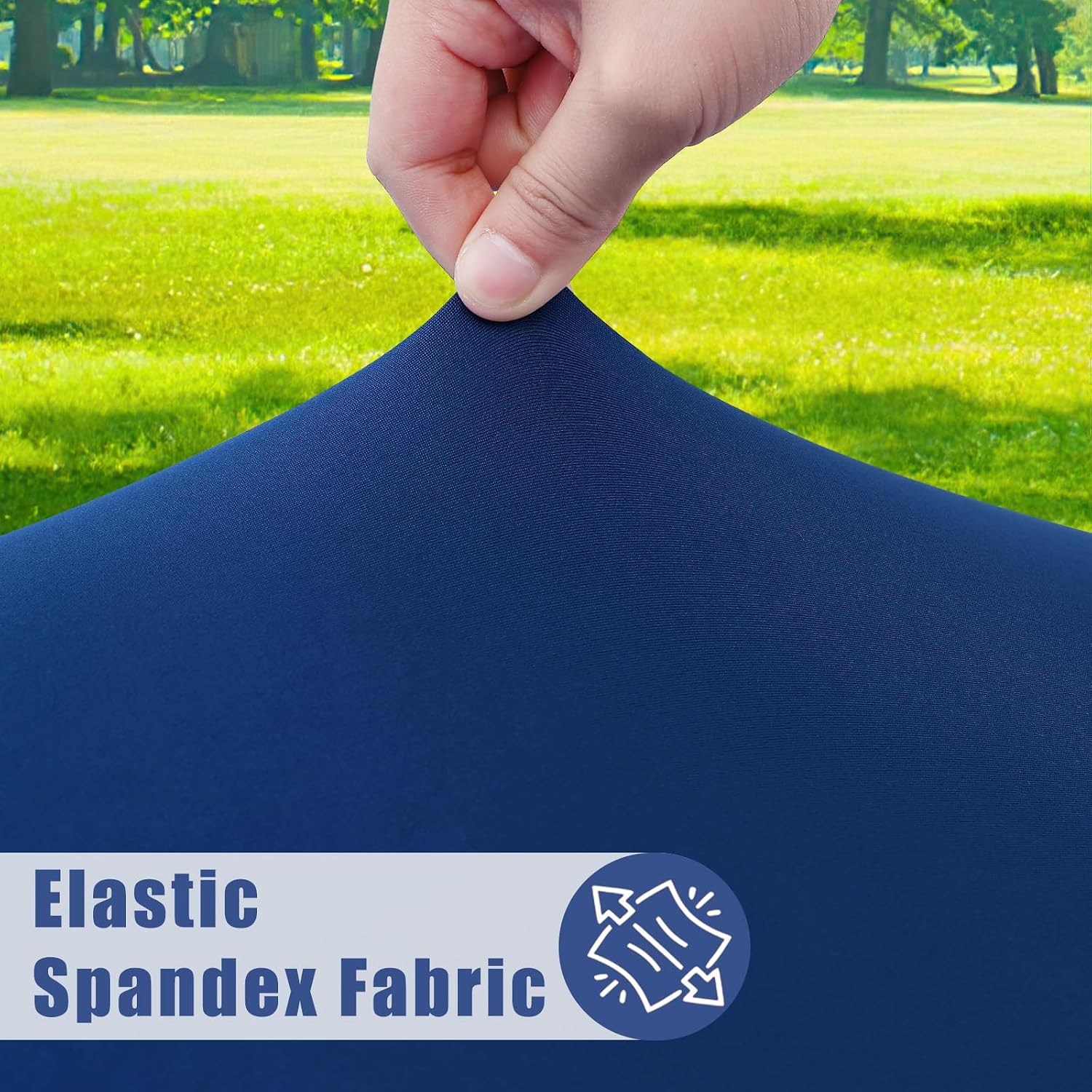 Detalle de Moosfor Round Spandex Tablecloth, Navy — Elastic, Waterproof Fit for 57"–68" Tables