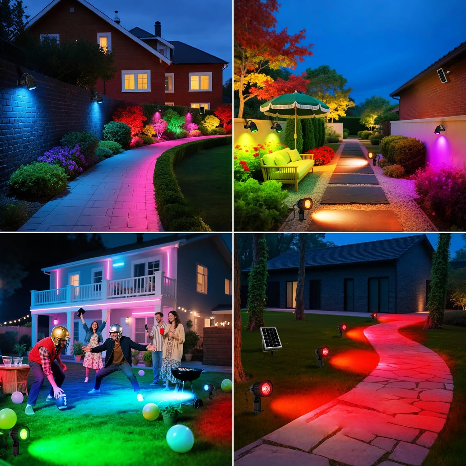 Thumbnail 6 de Linke Solar Spot Lights Outdoor Garden (6 in 1 Colour Changing LED RGB, IP66) with Remote Control